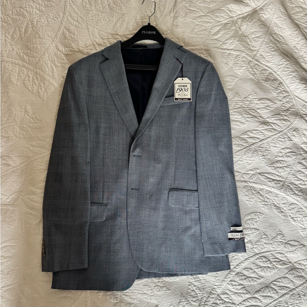 Jos A Bank Light Blue Plaid Slim Fit 41R Blazer
